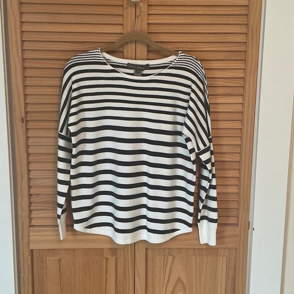 French Connection Monochrome Striped Long Sleeve Top